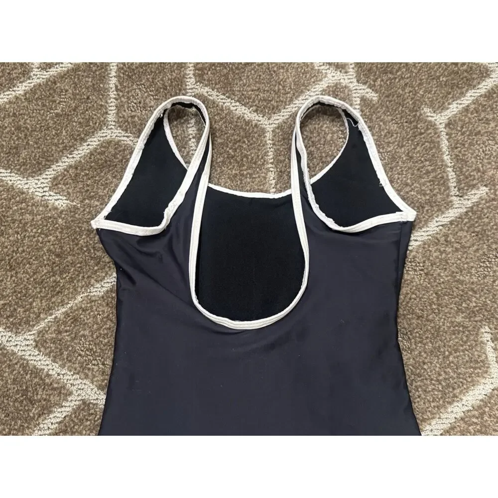 Balmain Paris Black & White Logo One-Piece Swimsuit Italy Ref T500-B433U Size S
